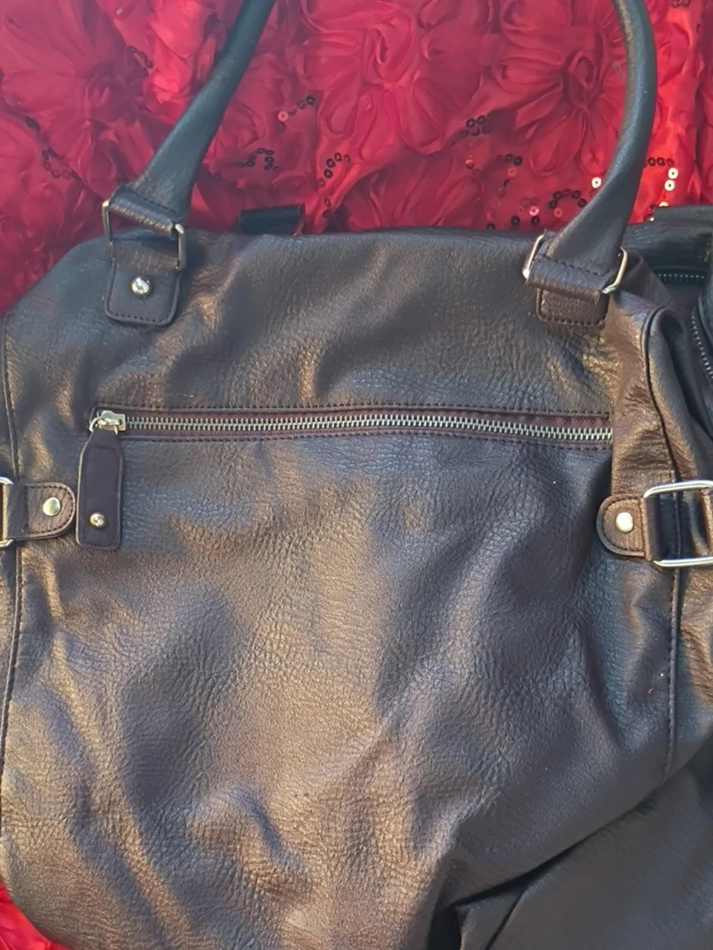 Men's Leather Briefcase Tote - Dark Brown
